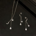 Collier/Boucles d'oreilles Bénédiction Étoile et Lune - Les Étoiles Guident Votre Chemin, la Goutte d'Eau Contient l'Énergie Spirituelle