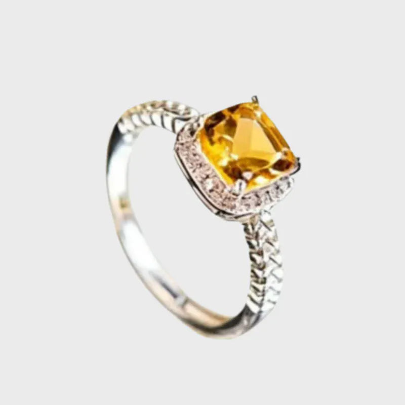 Lucky Citrine Halo Ring