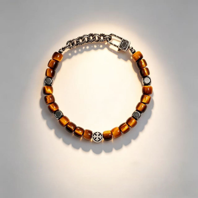 Cross Protection Natural Tiger Eye Bracelet