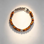 Bracelet en pierre naturelle Œil de tigre S925, Cadeau de Saint-Valentin pour petit ami