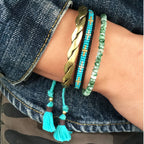 Natural Stone Abacus Bead Stackable Bracelet - Stone Abacus Beads