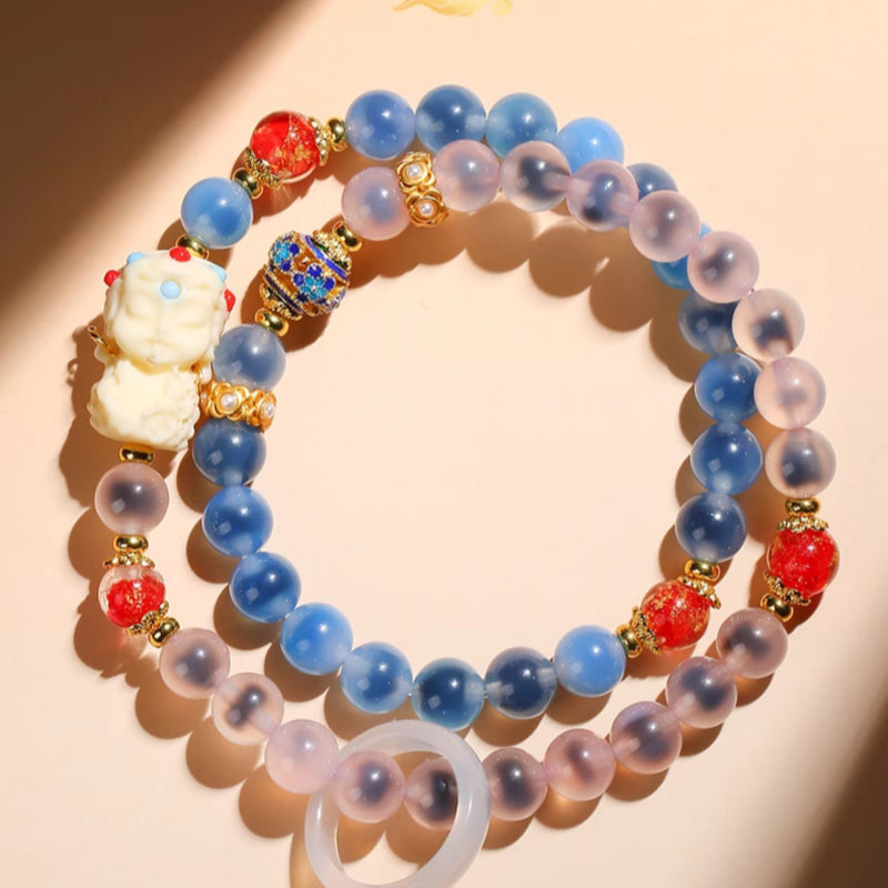Bracelet de cinabre naturel Renouveau Lotus Rouge