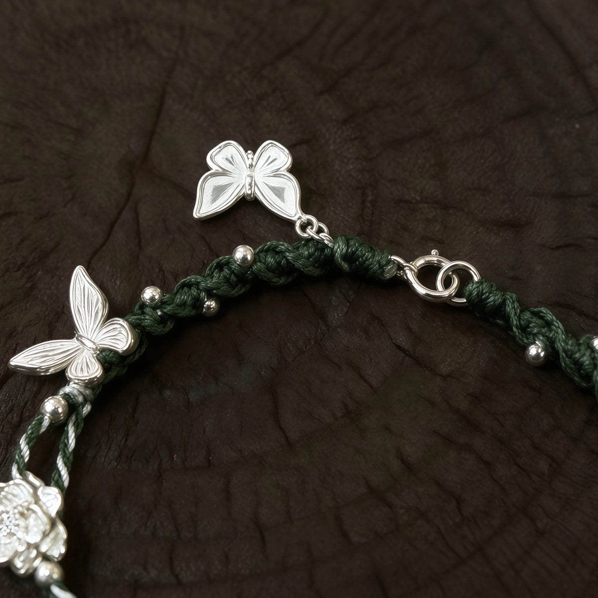 Hand Braided Silver Lotus Butterfly Bracelet - Purity & Freedom