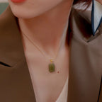Gentle Natural Hetian Jade Plain Tablet Necklace - Peace & Serenity