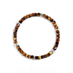 Bracelet en Pierre Naturelle Œil de Tigre, Coupe Droite et Facette Fine, Cadeau de Saint-Valentin pour Petit Ami