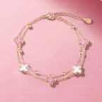 Bracelet Double Couche Trèfle à Quatre Feuilles — Cadeau Luxe & Délicat pour Meilleure Amie – Anniversaire & Remise de Diplôme