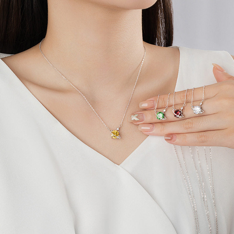 12 Birthstone Necklace for Women 925 Sterling Silver Dainty CZ Pendant Necklace Personalized Birthday Gift