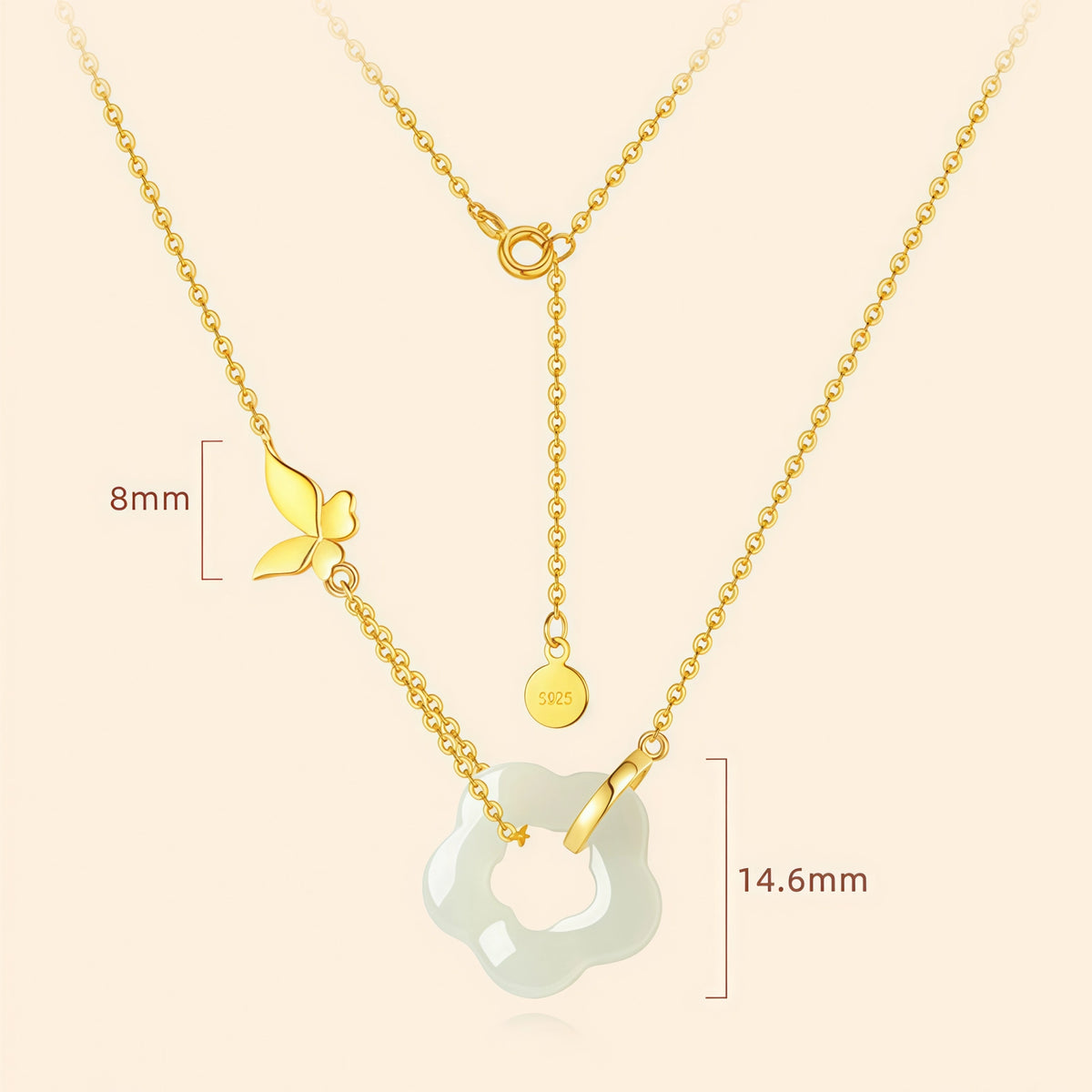 Butterfly Charm Hetian Jade Plum Blossom Necklace - Resilience & Safety