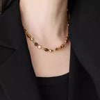 Natural Tiger Eye Stone Necklace — Maillard Earth Tone Irregular Collarbone