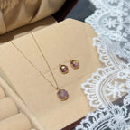 Faceted Square Rutilated Quartz & Amethyst Rose Gold Gift Box Set - Strengthen Personal Aura