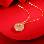 Hetian Jade Lotus & Carp Necklace - Lotus & Koi for Prosperity