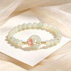 Natural Hetian Jade Lotus Bracelet - Pure Heart, Tender Love