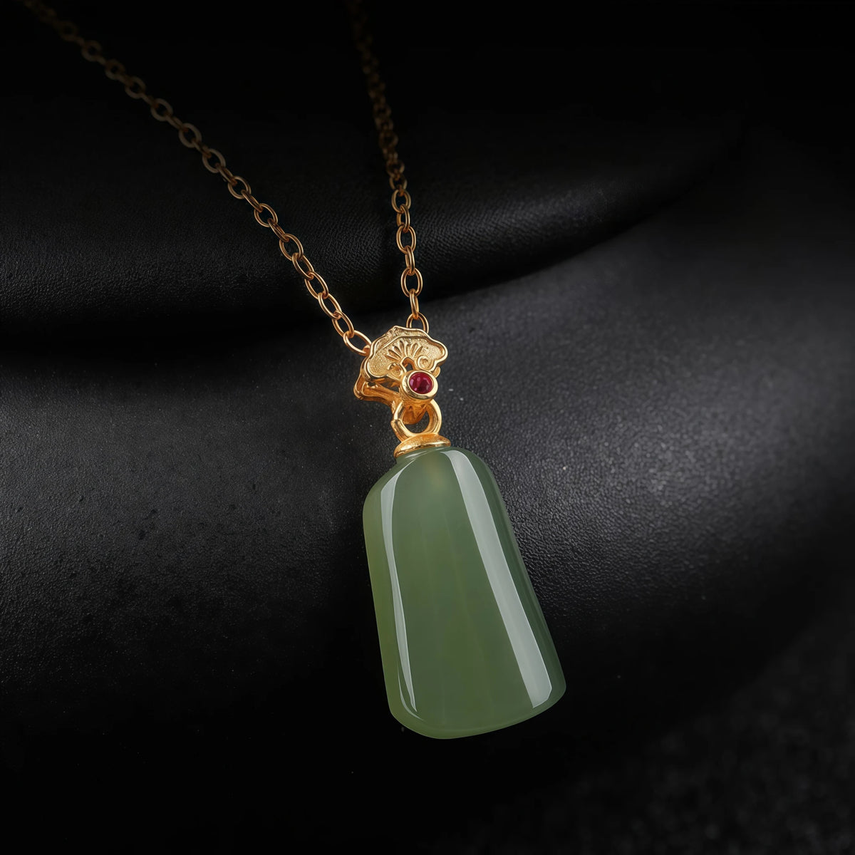 Natural Trapezoid Hetian Jade Wu Shi Pai Necklace - Peace & Purity