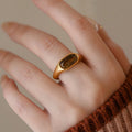 Natural Tiger Eye Stone Ring With Retro Saddle And High-end Design