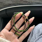 Kynam Agarwood and Nephrite Green Jade Layered Bracelet - Stay Grounded and Peaceful