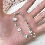 S999 Fine Silver Small Light Green Lotus Bracelet - Purity & Serenity Energy