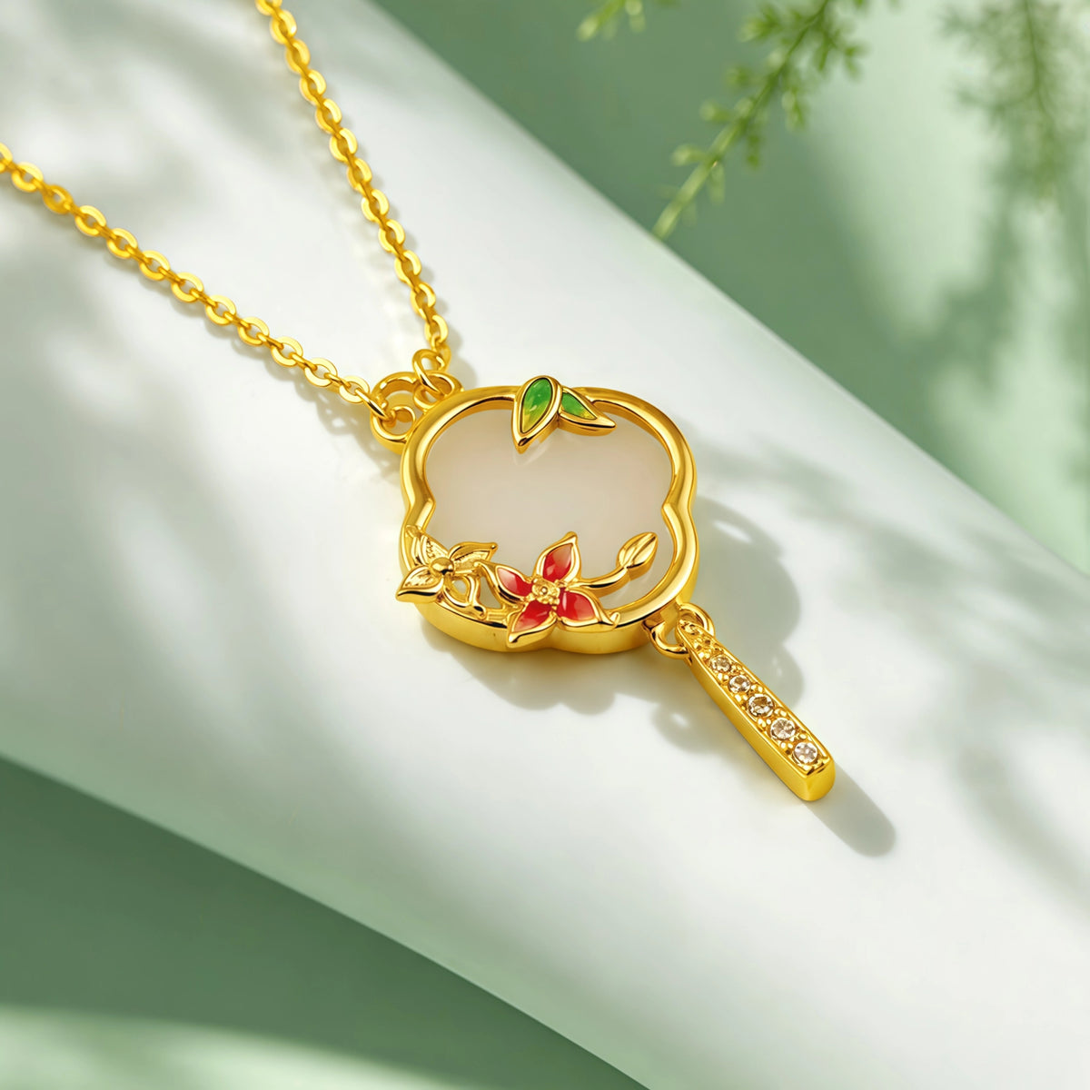Blooming Begonia Hetian Jade Pendant Necklace - Joy & Good Fortune