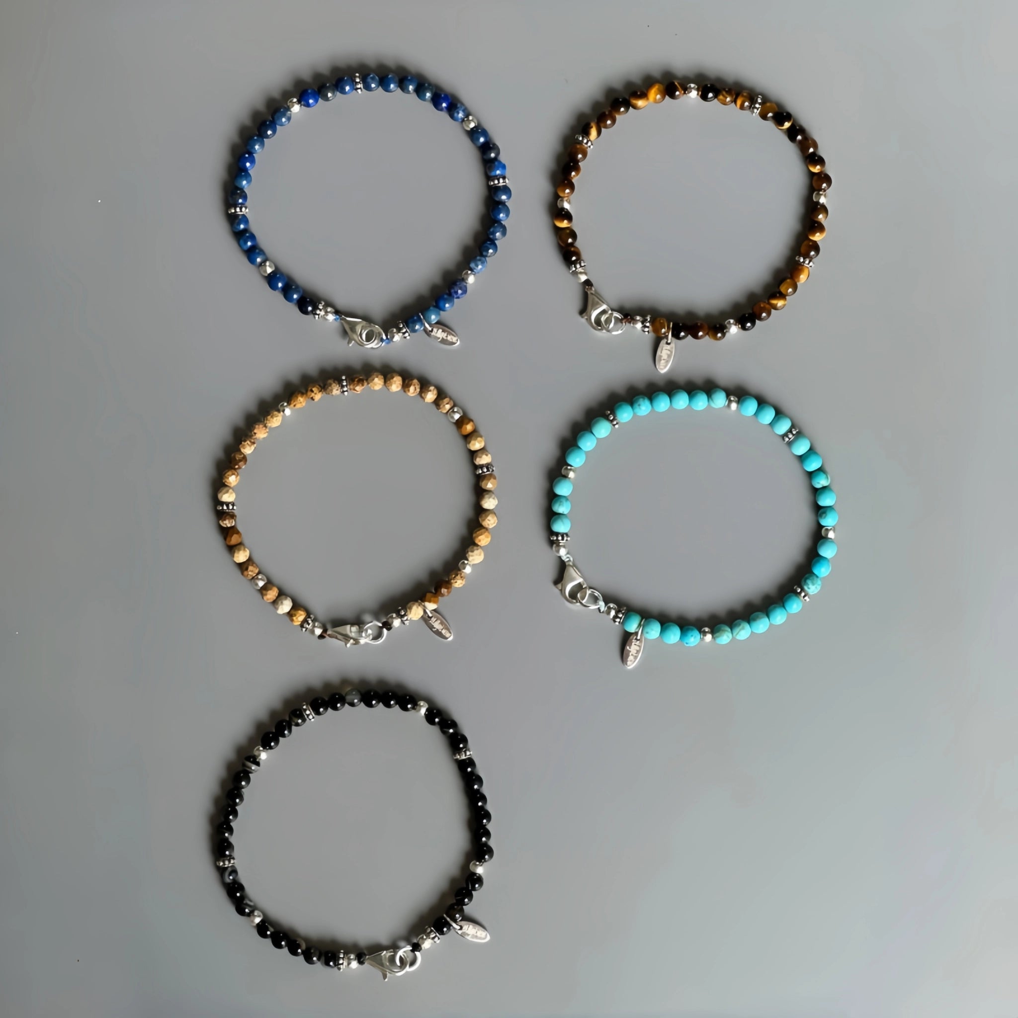 Natural Stone Round Bead Stackable Bracelet - Focus Goals & Seize Opportunities