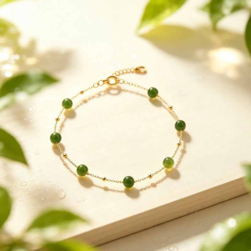 Bracelet en jade Hetian naturel Lotus Éclat Pur