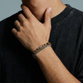 Bracelet Œil de tigre naturel « Dune de sable » — Chaîne cubaine minimaliste