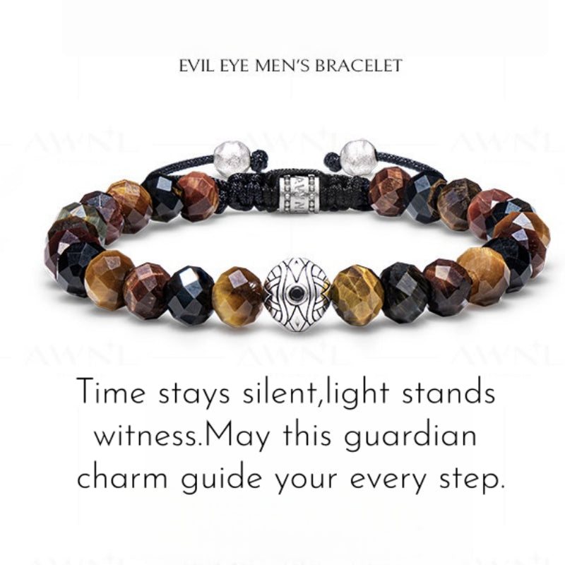 Evil Eye Multi-Color Tiger Eye Bracelet — Guardian for Boyfriend