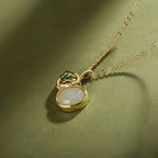 Nephrite Lotus & Gourd Necklace - Symbol of Purity and Blessings