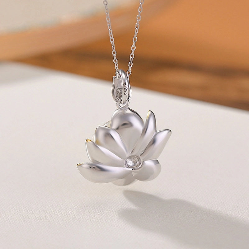 White Jade Lotus Necklace - Removes Life Obstacles