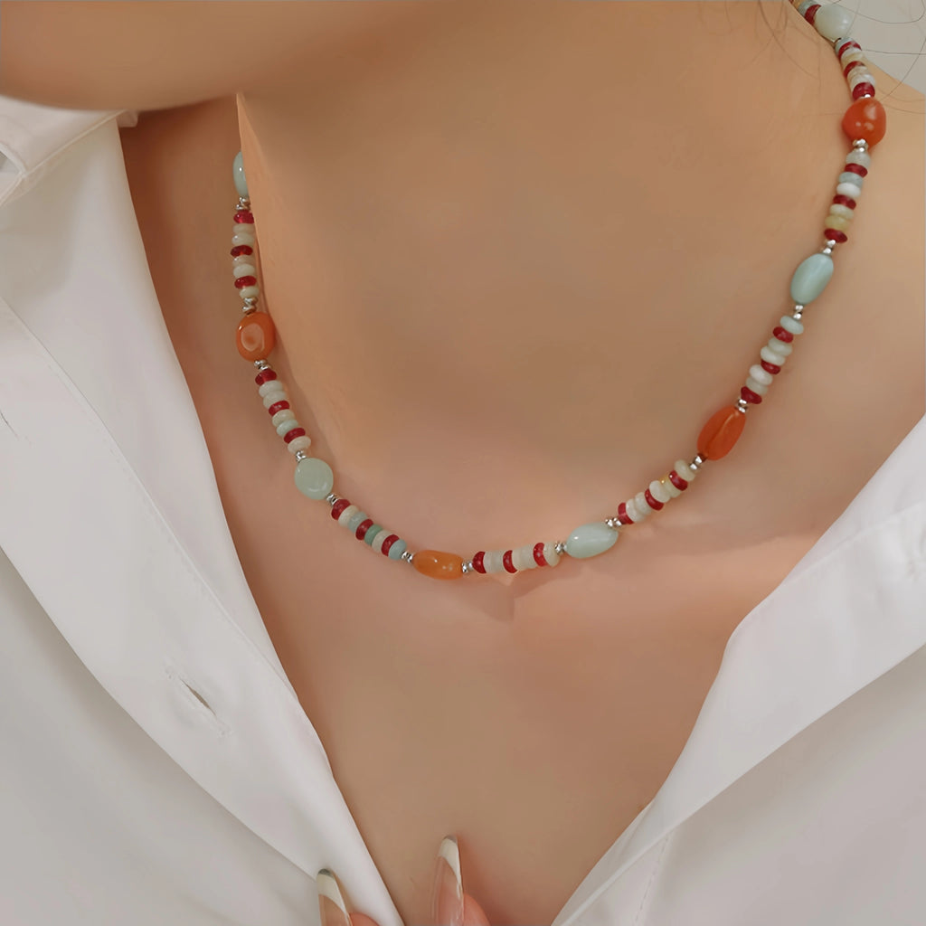Collier en cristal de quartz clair Pendentif facetté irrégulier