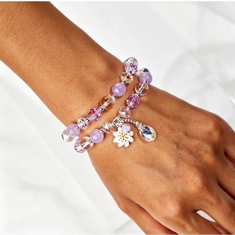 Bracelet de jade serpentin naturel Renouveau du lotus