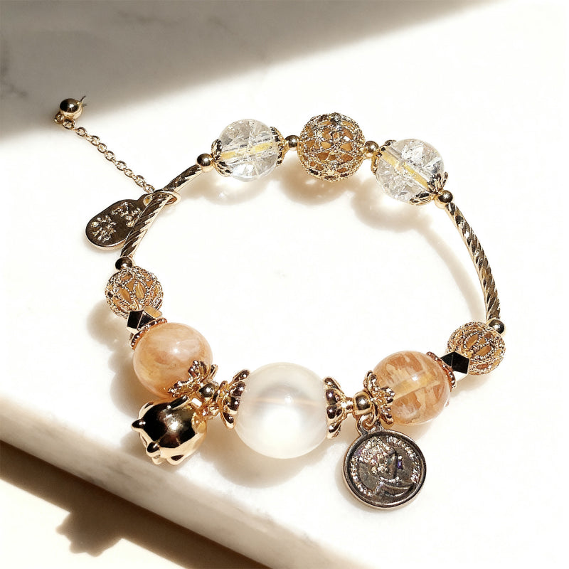 Citrine Golden Pig Charm Bracelet – Attract Wealth, Boost Career, Grow Abundance