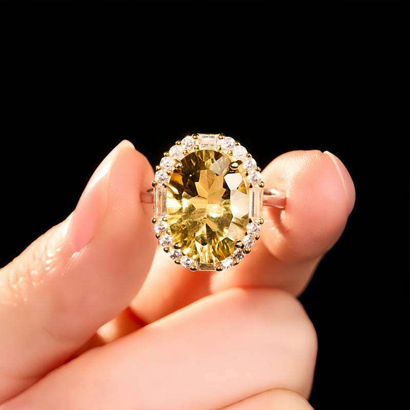 Big Natural Crystal Citrine Ring - Inner Prosperity, Wealth and Good Fortune
