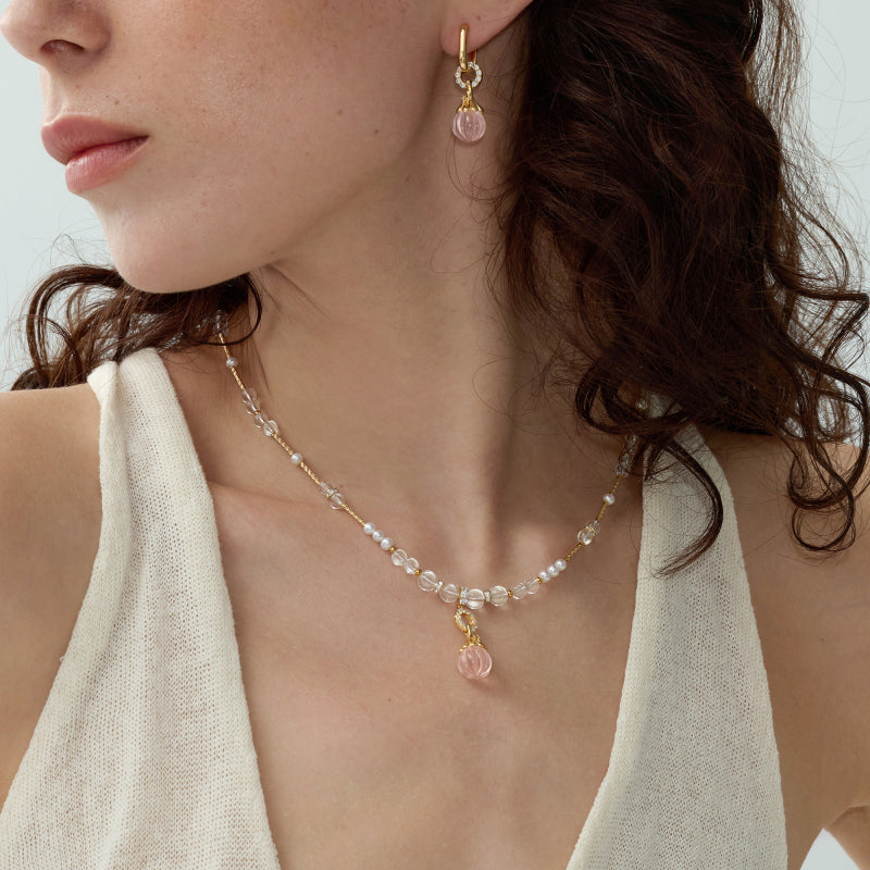 Flacon de parfum en quartz rose et quartz clair – Amour et Clarté