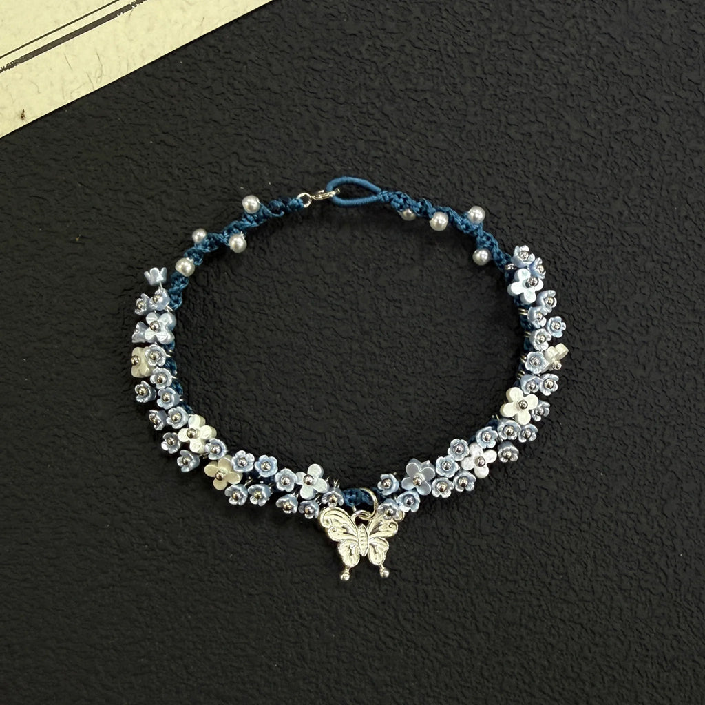 S925 Sterling Silver Butterfly & Flower Bracelet - Blossom & Transformation Energy