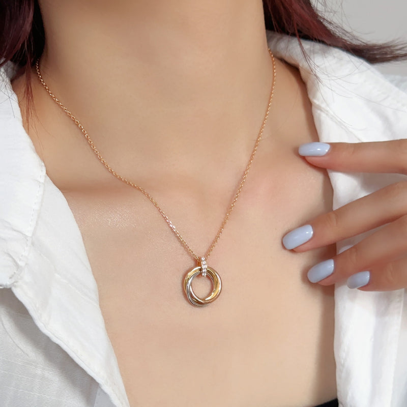 Gold-Tone Intertwined Circle Pendant Necklace | Elegant Birthday Jewelry