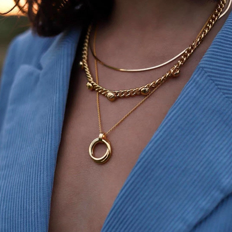 Vintage Double Circle Light Luxury Necklace, Elegant Daily Wear Jewelry