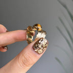 Natural Tiger Eye Stone Ring, Retro French Feather Antique Style Ring