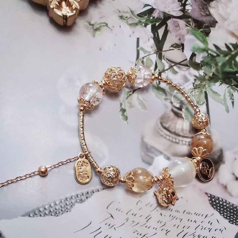 Citrine Golden Pig Charm Bracelet – Attract Wealth, Boost Career, Grow Abundance