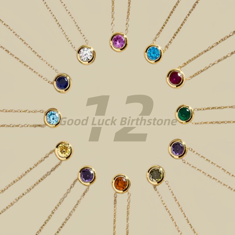 Dainty Birthstone Necklace | 925 Sterling Silver Colorful Crystal Pendant | Minimalist Clavicle Chain