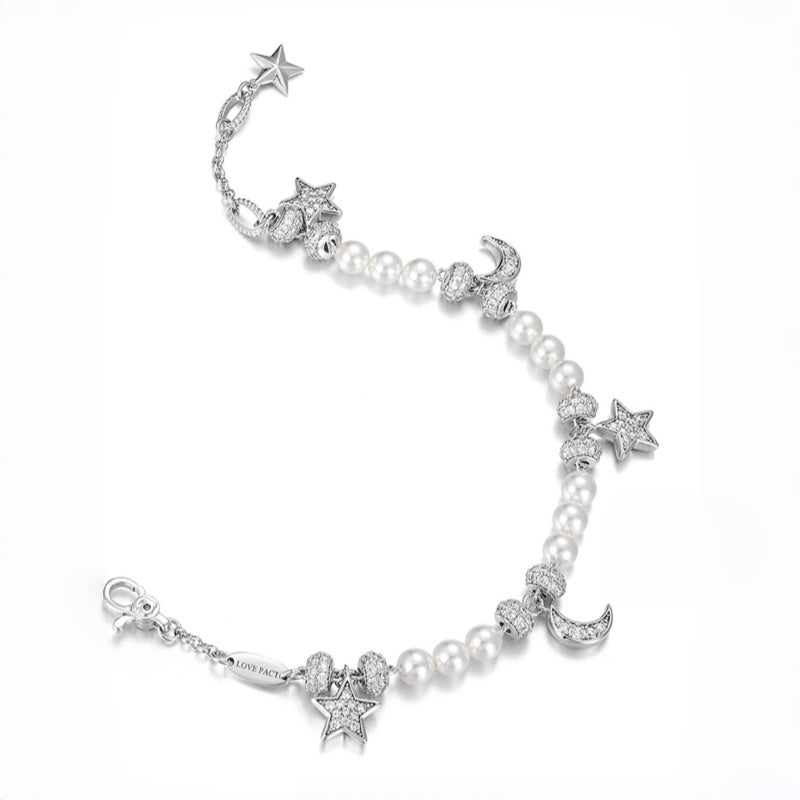 Star & Moon Pearl Bracelet– Cosmic Guidance, Gentle Love, Lasting Peace
