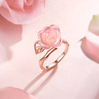 Natural Rose Quartz Necklace, Earrings & Ring Jewelry Set - guards sweet relationships