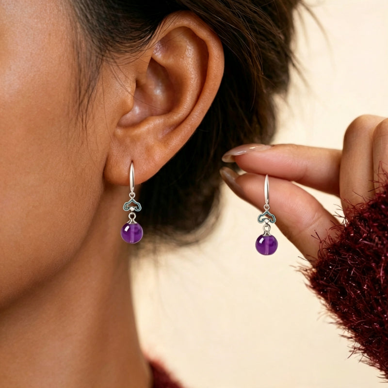 Natural Amethyst Crystal Earrings - Boosts Spiritual Awareness
