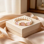 Freshwater Pearl Powder Crystal Bracelet — Rose Quartz Attracts Gentle Love