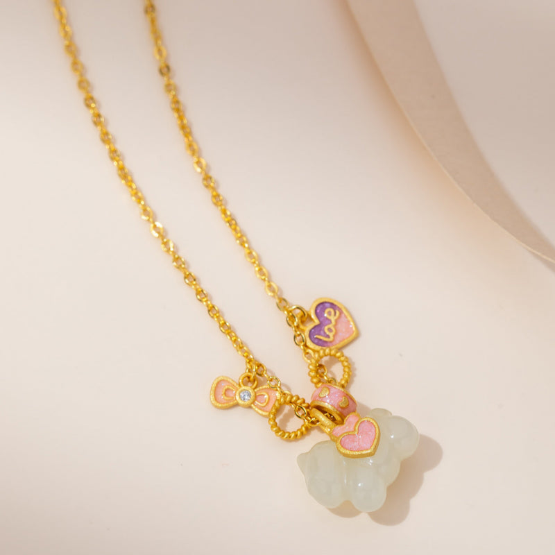Pony Hetian Jade Necklace & Bracelet Jewelry Set - Lucky Protection