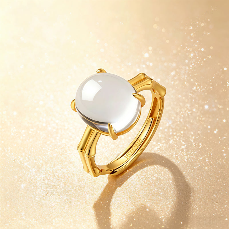 Bamboo Natural Clear Quartz Ring Creativity Strength