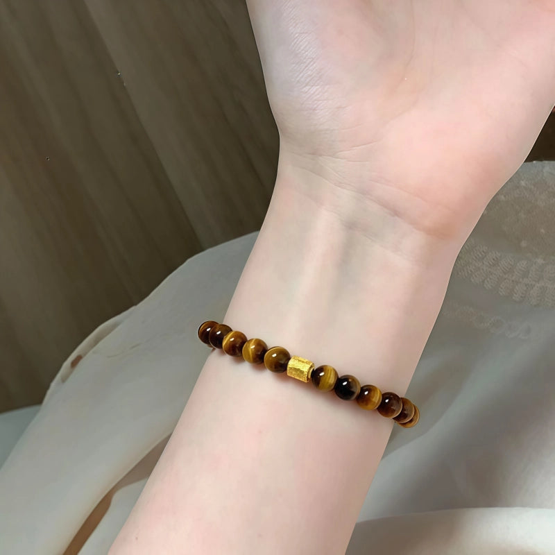 Natural Tiger Eye Beads Elastic Bracelet - Wealth Attraction Ideal Birthday Gift