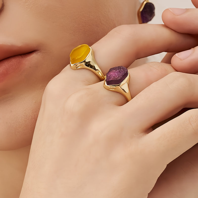 Natutal Crystal Open Lucky Ring - Personalized Positive Energy, Wealth-attracting
