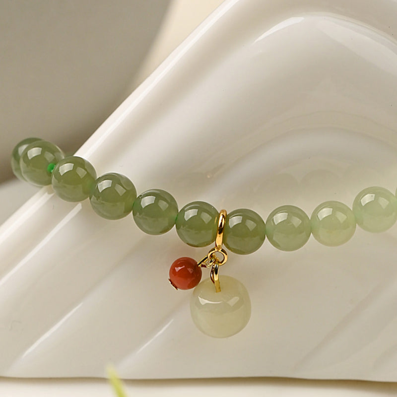 Bracelet en jade Hetian naturel Lotus Éclat Pur