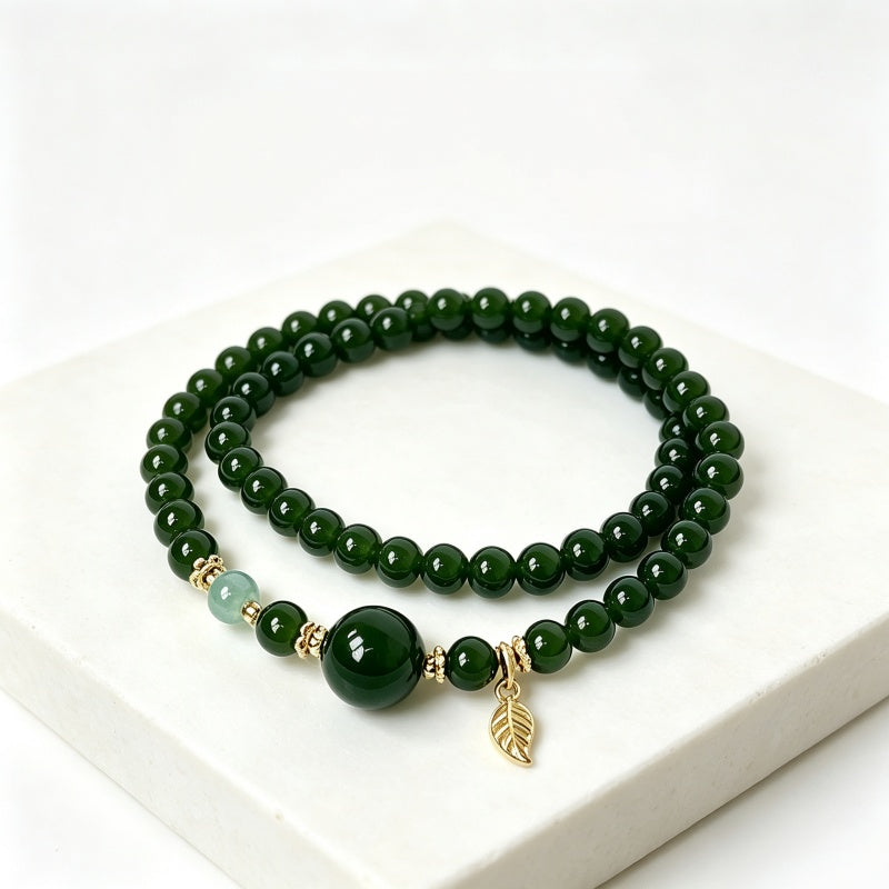 Bracelet en jade Hetian naturel Lotus Éclat Pur
