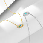 Devil's Eye Necklace, Pure Silver Zircon Vintage Collarbone Chain