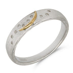 Two Tone Brushed Star Moon Band Ring